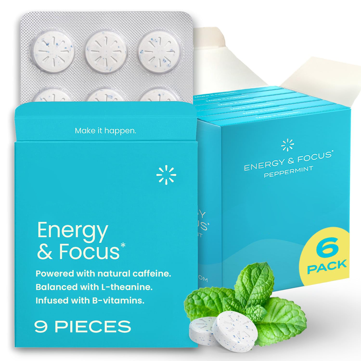 Mint chewing gum for energy and Focus